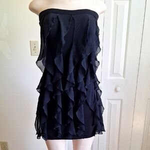 BCX Ruffled Strapless Little Black Dress, Size Small